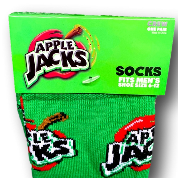 3/$20 Kellogg’s Apple Jacks Cereal Funny Novelty Crew Socks - Brand New - Picture 2 of 3